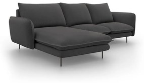 Ciemnoszara sofa narożna Cosmopolitan Design Vienna, lewostronna