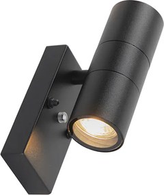 Lampa ścienna zewnętrzna czarna 2-światłowa IP44 z czujnikiem zmierzchu - Duo