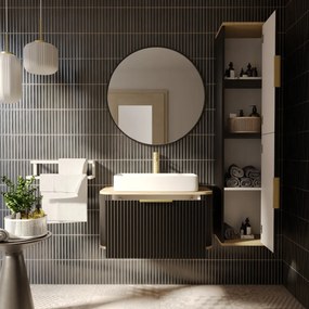 Szafka pod umywalkę nablatową RIVELA 1S 80cm czarna STRAMA