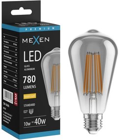 Mexen Vintis żarówka filament LED E27, ST64, 10W, Ciepła - 2700K, 780 lm, smoke - L152-E27-1027-70