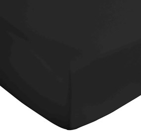 Czarne prześcieradło z satyny bawełnianej z gumką 135x190 cm Cotton Sateen – Bianca