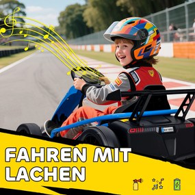 AIYAPLAY 24V elektryczny gokart do jazdy i driftu, opony nylonowe, pas bezpieczeństwa, klakson, muzyka dla 8-12 lat Niebieski