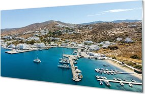 Panel Szklany Malownicze Miasto na Greckim Wybrzeżu