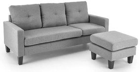 Popielata sofa z dostawianym podnóżkiem - Tuberosa