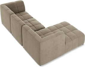 Brązowy aksamitny narożnik (lewostronny/z szezlongiem) Aloha – Makamii