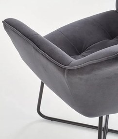 Szare modernistyczne krzesło muszelka z weluru - Filip