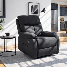 Fotel Masujący Rozkładany z Podnóżkiem INTER 2 Czarny Nowoczesny