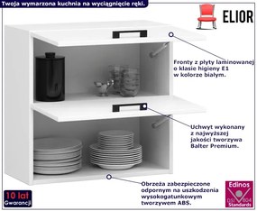 Biała górna szafka wisząca z podwójnym frontem 60 cm Renoba