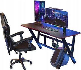 Biurko gamingowe stół dla gracza komputerowe czarne duże nowoczesne loft