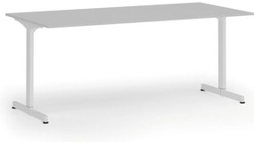 Biurko PRIMO BETA, 180x90 cm, biała podstawa, szary