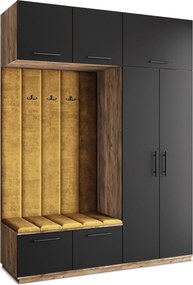 Masseno Garderoba REMA 180/240/60 cm Nowoczesna Szafa do Przedpokoju Dąb lefkas, MONOLITH 48 (Żółty)