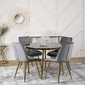 Stół Okrągły TINGA 100 cm Czarny/Złoty Glamour