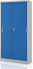 Biurowa szafa metalowa z drzwiami przesuwnymi szaro-niebieska: KUBA 900 x 1850 x 400 mm