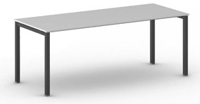 Stół konferencyjny do biura SQUARE, 200x80 cm, czarna podstawa, szary