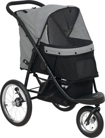 PawHut Wózek dla Małych Psów i Kotów, z Koszem, Systemem Jednoklikowym, Szary