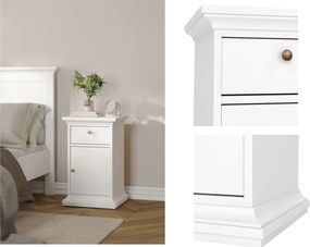 Wąska szafka nocna z szufladą Paris, kolor biały mat