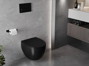 Mexen Egg miska wc Rimless z deską wolnoopadającą slim, duroplast, czarna mat - 30245070