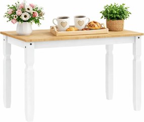 Skandynawski stół z drewna sosnowego biały + miodowy brąz E2-K30