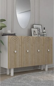 Komoda – 120 cm x 75 cm x 29,6 cm – Dąb biały i szafirowy – Płyta wiórowa pokryta melaminą