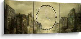 Obraz westernowego miasteczka (z zegarem) (90x30 cm)