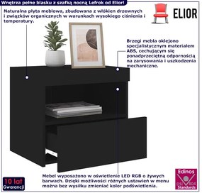 Czarna szafka nocna z podświetleniem LED - Ateno