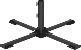 Outsunny Stojak na parasol składany na drążki o średnicy 38 i 48 mm, metalowa podstawa krzyżowa, ciemnoszary | Aosom PL