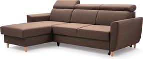 Masseno Narożnik SAPORE z funkcją spania i pojemnikiem na pościel Narozniki L, Rozkładana sofa - Brązowy, DENVER 11