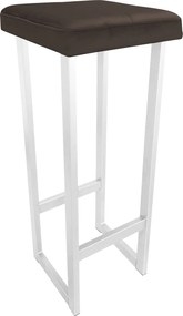 Hoker ALEX krzesło barowe tkanina Welur podstawa metalowa : Kolor Stelaża - Biały, Kolor tkaniny - VELVET - MG05, Wysokość - 90 cm