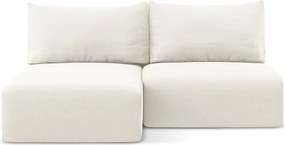 Kremowy aksamitny rozkładany/ze schowkiem narożnik (lewostronny/z szezlongiem) Kalena – Makamii