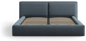 Ciemnoniebieskie tapicerowane łóżko dwuosobowe ze schowkiem i stelażem 160x200 cm Arendal – Cosmopolitan Design
