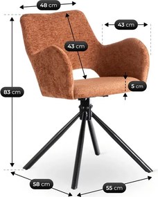 Zestaw Stół Rozkładany IBIZA 160-240 cm Czarny Marmur i 4 Krzesła Tapicerowane FLAV Rude Nowoczesne