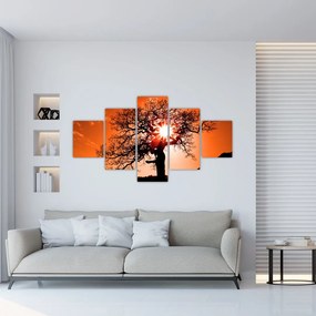 Obraz - Dąb o zachodzie słońca (125x70 cm)