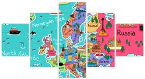 Obraz - Dziecięca mapa Europy (125x70 cm)