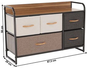 Komoda z szufladami z tkaniny HAZEL TYP 4, brązowy, S