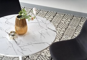 Stół kawiarniany na jednej nodze Denver imitacja białego marmuru