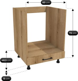 Zestaw Mebli Kuchennych MODERN 200 cm Dąb Evoke/Czarny Loftowy