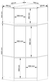 Szafa narożna na ubrania z drążkiem dąb sonoma + biały Brewis 7X