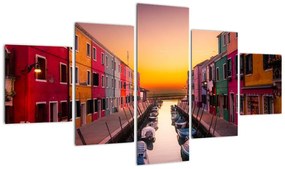 Obraz - Zachód słońca, wyspa Burano, Wenecja, Włochy (125x70 cm)