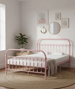 Różowe metalowe łózko 140x200 cm P2-Z61