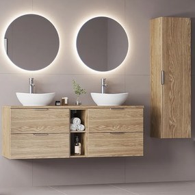 Zestaw do Łazienki 140cm Szafka Regał Blat Dąb Olejowany Pile