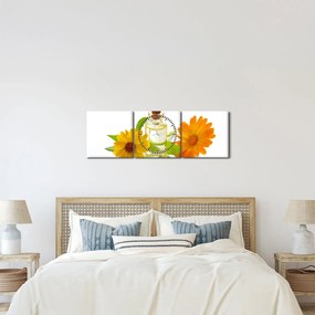 Obraz kwiatowego oleju (z zegarem) (90x30 cm)