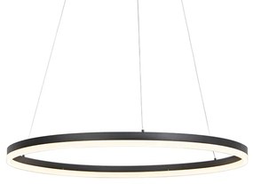 Designerska lampa wisząca w kształcie pierścienia czarna 80 cm z diodą LED i ściemniaczem - AnelloDesignerski Oswietlenie wewnetrzne