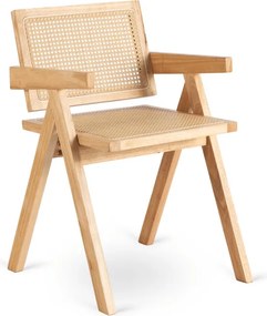 Krzesło Drewniane MADERA Dąb/Beż Ażurowe Retro