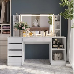 Stół toaletowy biały/biały wysoki połysk 158.2x50.1x76 sherry