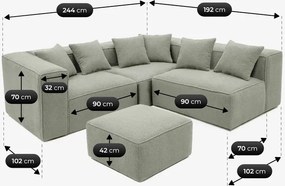 Narożnik Modułowy CERIO Szary Boucle Nowoczesny