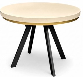 Stół okrągły rozkładany 90/190 cm Kaszmir + czarne NOGI +maskownica