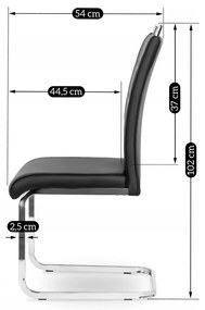 Krzesło Tapicerowane do Jadalni LOCA Czarne Na Płozach Ekoskóra Nowoczesne