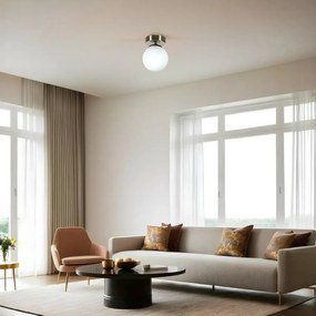 Lampa sufitowa Yeni Can Tekli Mat Krom Beyaz CamliAvize, biała