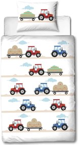 PrzytulneMieszkanie.pl PrzytulneMieszkanie.pl Dziecięca pościel flanelowa TRACTOR biała Rozmiar pościeli: 80 x 80 cm | 135 x 200 cm