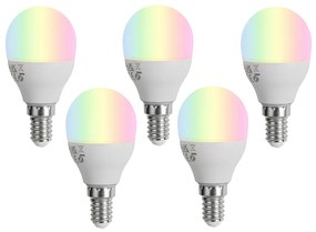 Zestaw 5 inteligentnych żarówek LED E14 z możliwością ściemniania G45 Opal 4,9 W 470 lm 2700–6500 K